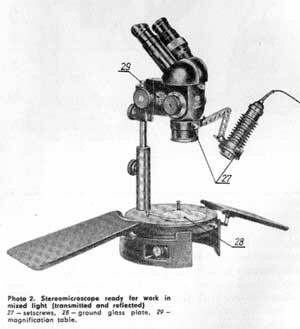 2. Stereomicroscope MST-131 ready for work in mixed light (transmitted and reflected)